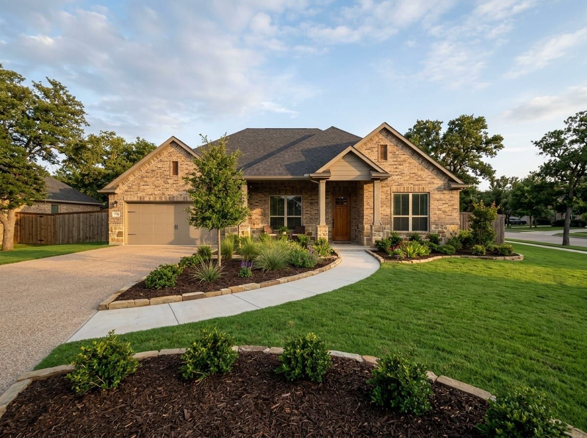 A landscaped residential yard in Burleson, TX