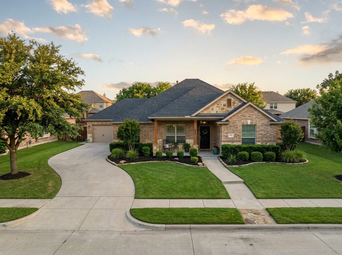 A landscaped residential yard in Fort Worth, TX (Southwest)