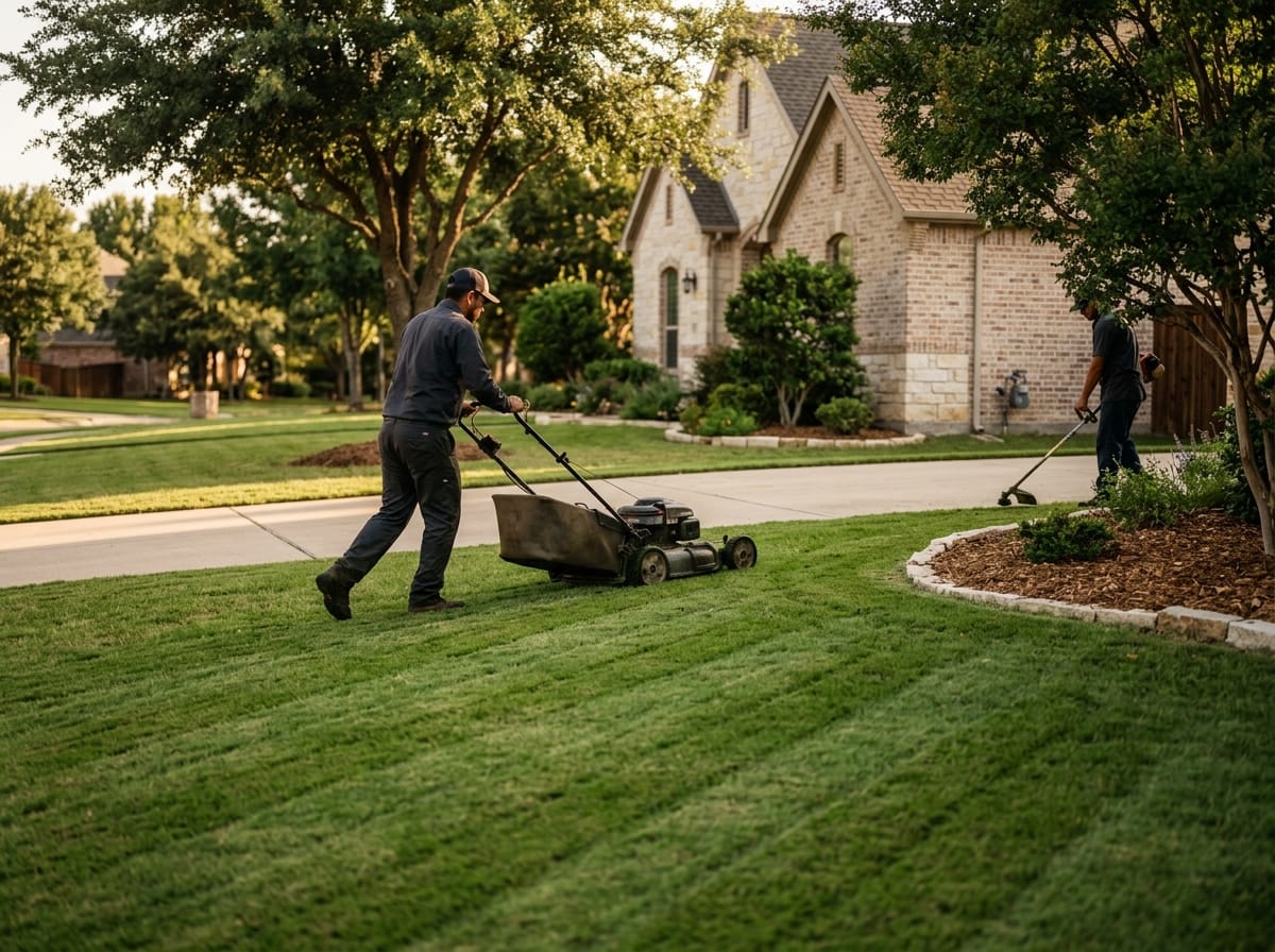 Lawn Mowing & Maintenance being performed on a North Texas residential property