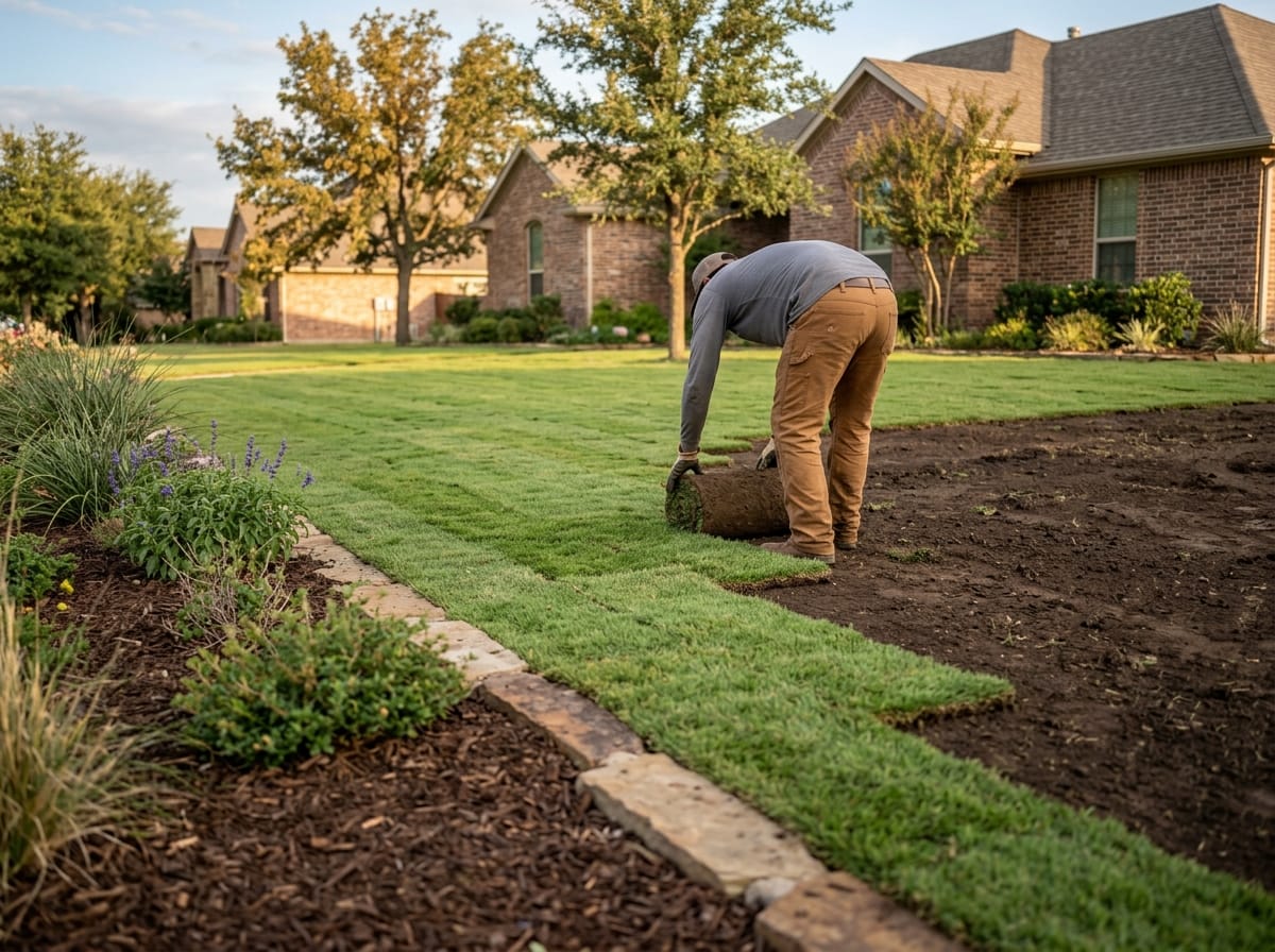 Sod Installation being performed on a North Texas residential property